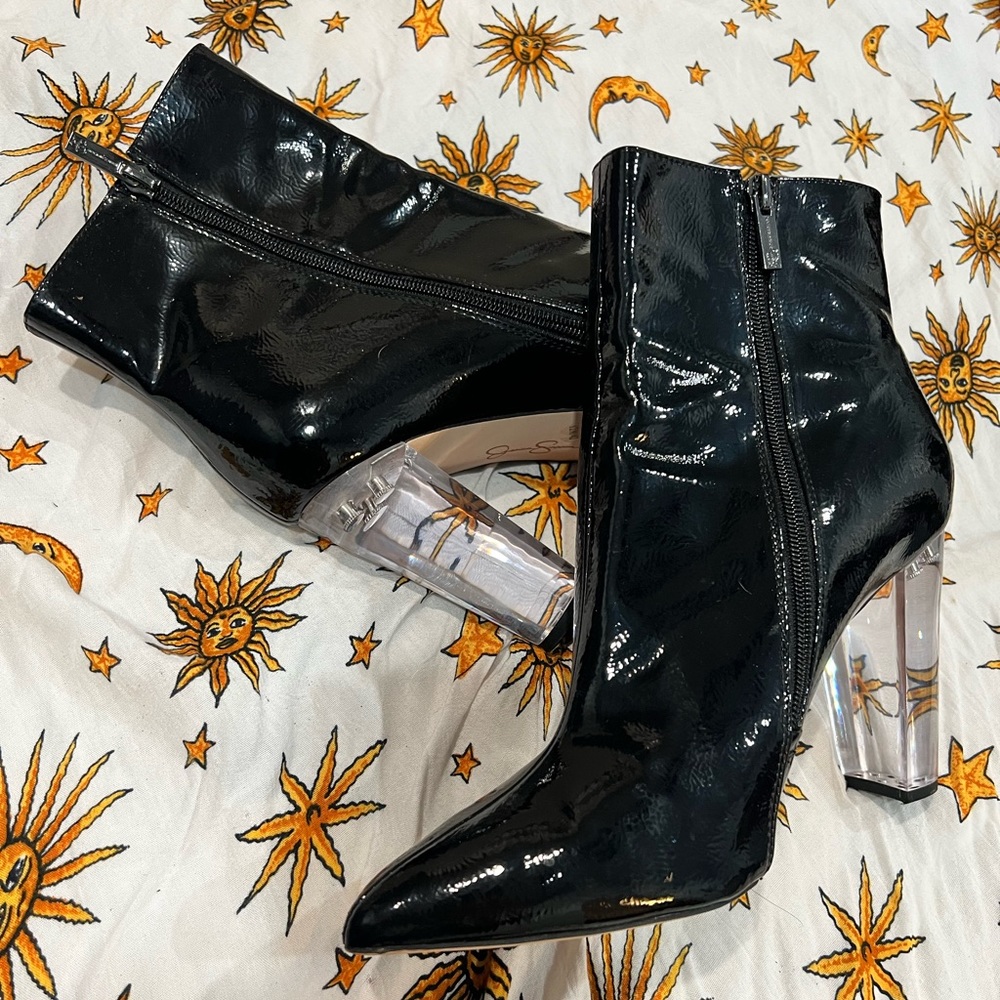 Patent leather & clear heel